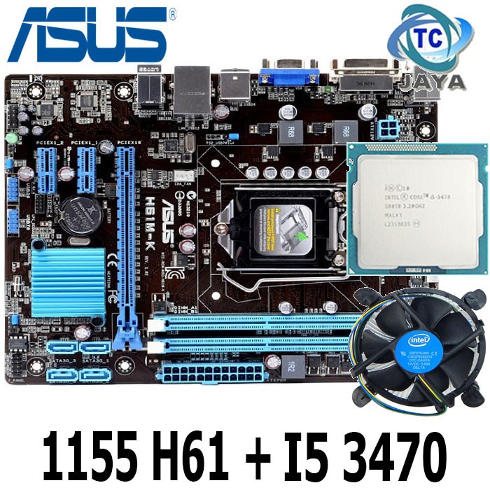 Mainboard LGA 1155 H61 Asus + Processor Core I5 3470