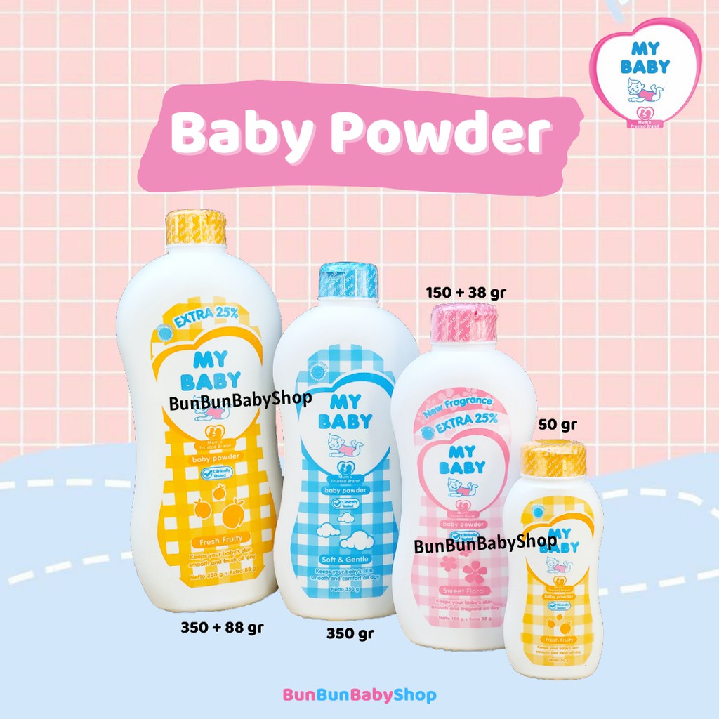 50 g MY BABY Bedak Bayi Baru Lahir Murah Perlengkapan Mandi Anak Perawatan Baby Newborn BunBunbabysh