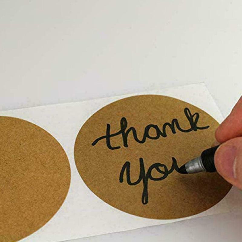 500pcs/Roll Kraft Label/ Round Adhesive Blank Stickers/ DIY Handmade Thank You Tags/ Gift Envelope Sealing Stationery Stickers