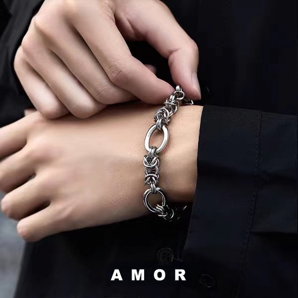 Gelang Rantai Bahan Stainless steel Tebal Gaya Korea Untuk Pasangan