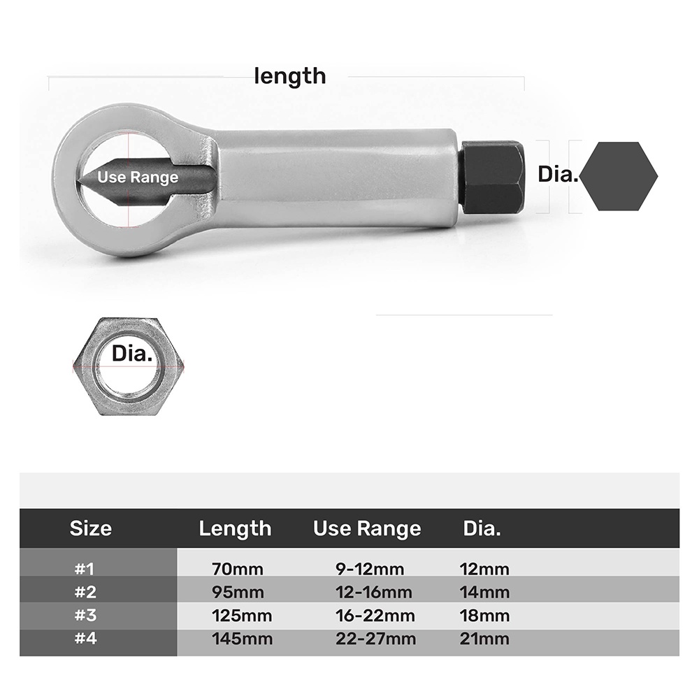 4 Pcs 9-27 Mm Rusty Nut Splitter Rusak Baut Mur Extractor Set Sekrup Pemisah Remover Alat Pemotong Sekrup Breaker Set