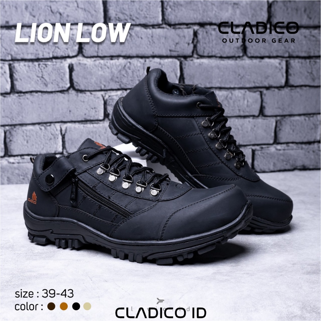 CLADICO Sepatu Safety Pria Boot Pendek Ujung Besi Sefty Lion Low Cowok Kerja Lapangan Proyek Outdoor Mendaki Haiking Berkendara