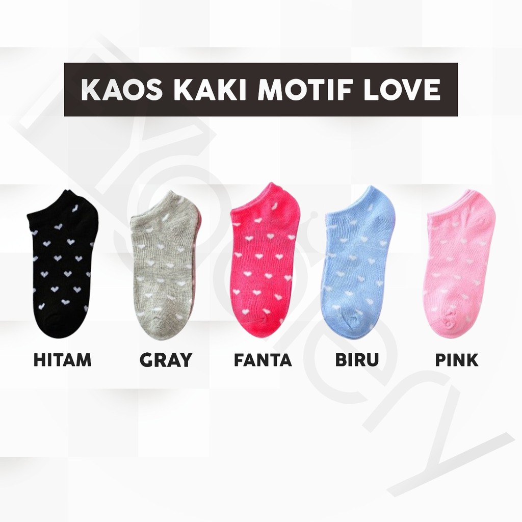 FYGALERYJAKARTA Kaos Kaki Ankle Polos Wanita KaosKaki Pendek Korea Murah Short Socks-Love