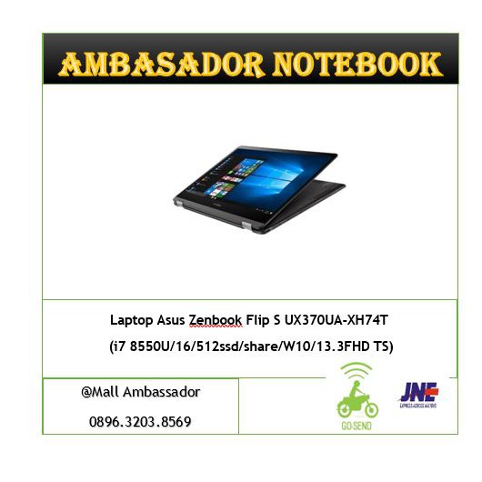 Laptop Asus Zenbook FLIP S UX370UA X360 I7 8550 - 16GB - 512GB SSD
