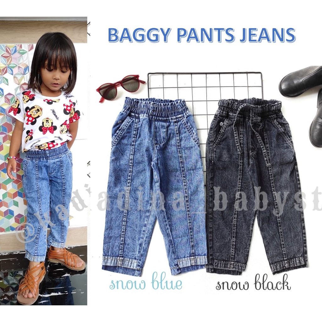 CELANA JEANS ANAK SNOW WASH BAGGY PANTS/ CELANA ANAK MICKY MOUSE UNICORN LOL LED/ CELANA BAGGY PANTS