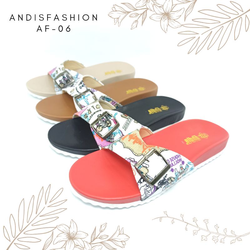 Sandal Selop Wanita Sendal Birken Motif Andis AF06