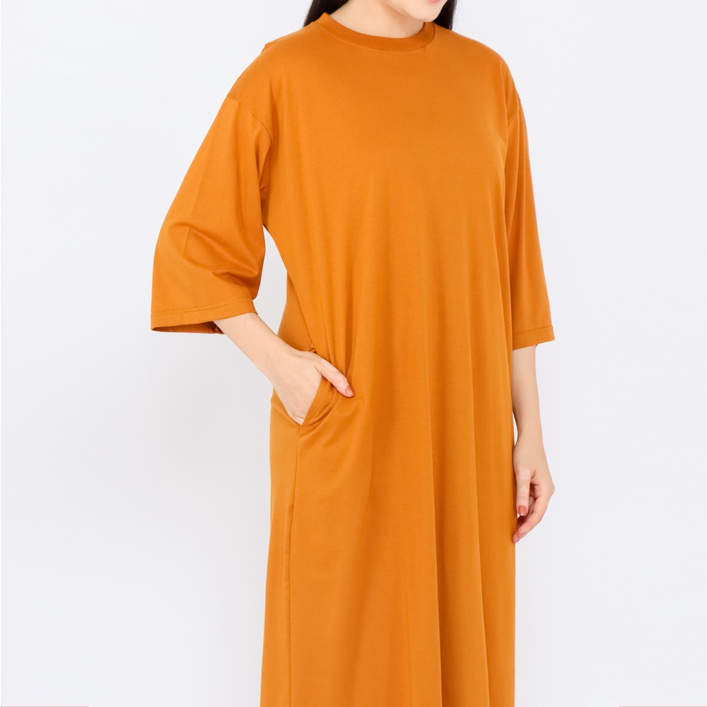 Atasan Dress Oversize Wanita Muslim 7/8 LD130 super comfy Dark Mustard