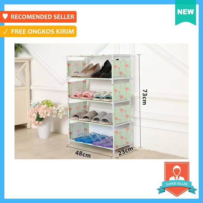 TEMPAT SEPATU & SANDAL - RAK SEPATU PORTABLE RANGKA BESI 5 SUSUN (4 RUANG) RS016