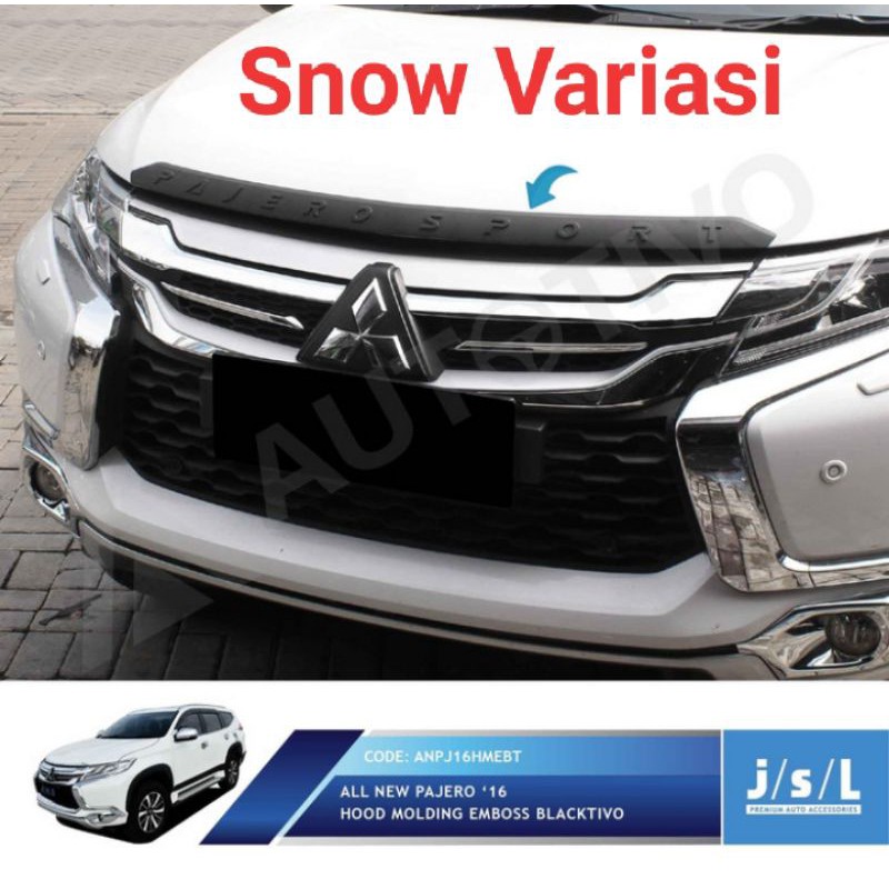List Kap Mesin All New Pajero Sport 2016 2018 Hood Molding Emboss Hitam Chrome