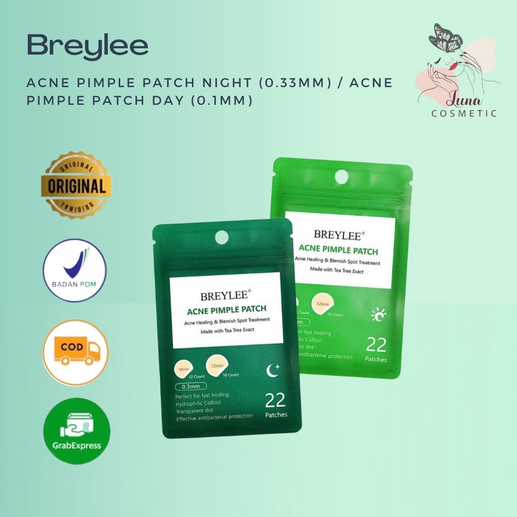 BREYLEE Acne Pimple Patch Day - Penghilang &amp; Stiker Jerawat 0.1 mm (22 stiker) / Breylee Acne Pimple Patch Night - Penghilang &amp; Stiker Jerawat 0.3 mm (22 stiker)