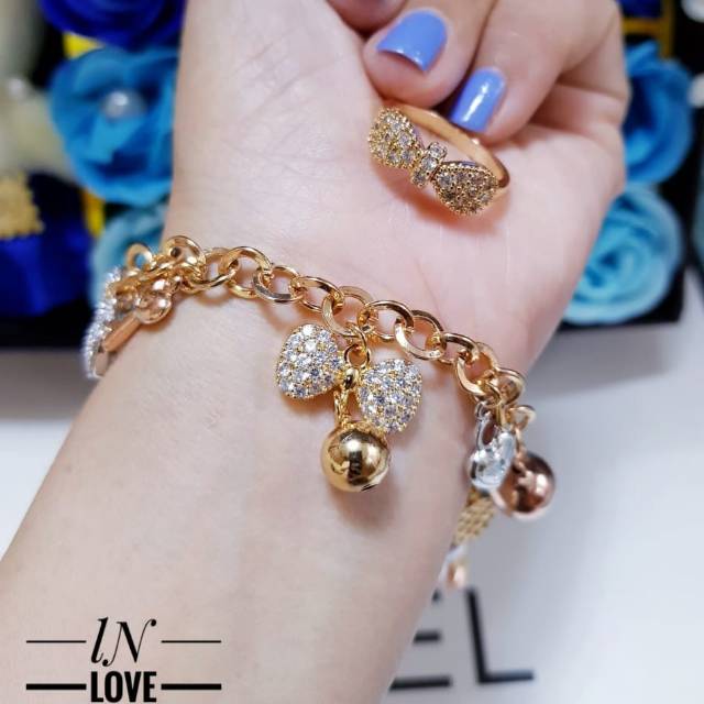 Xuping gelang dan cincin lapis emas 24k 0640j