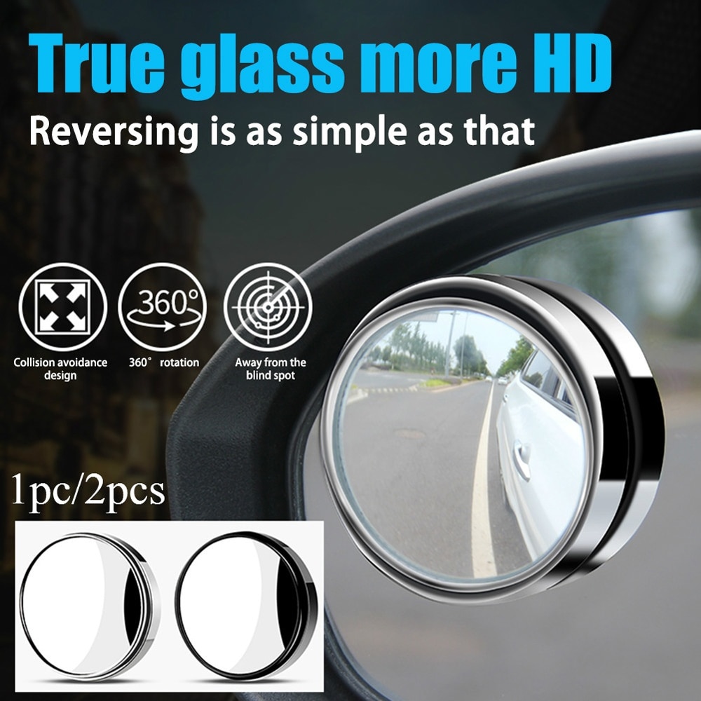 1pcs/2pcs 360-derajat Sudut Lebar Rotasi Yang Dapat Disesuaikan Putaran Barang Mobil Car Spion Blind Spot Mirror Tahan Air 360dipergian Untuk SUV Mobil Truk Van Parkir Aksesoris Mobil