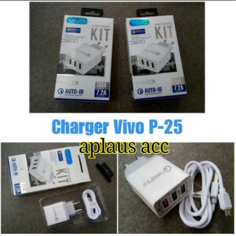 Charger Branded Fast Charging 7.2A 3USB P-25