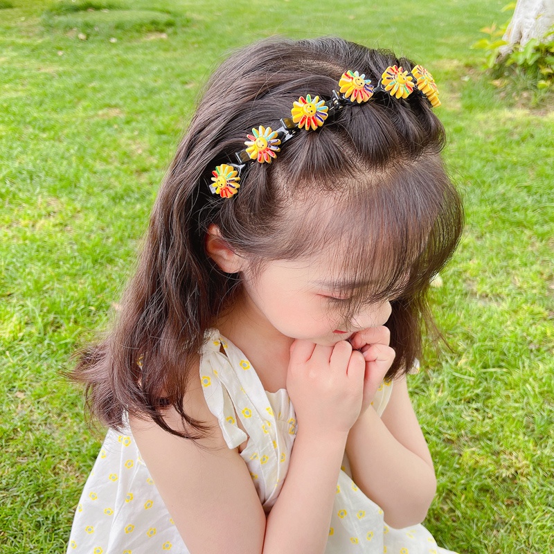 Roselife Daisy Rainbow Flower Strawberry Hair Braiding Clip Loop Headband for Kids Children Hair Styling Tools
