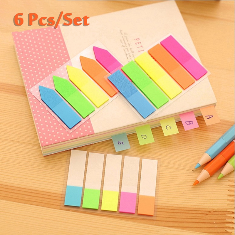 5pcs Set Sticky Note Kertas Memo/Post Warna-Warni Fluorescent Kreatif Portable Untuk Kantor/Sekolah