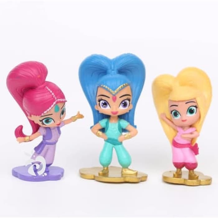 MOMBABY1 Shimmer and Shine Figure Set 12 Mainan Miniatur Hiasan Topper kue cake