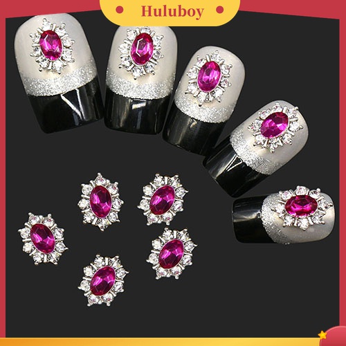 Huluboy Huluboy♡ 10pcs / Set Stiker Nail Art Desain Bunga Bahan Alloy Hias Kristal Berlian Imitasi Untuk Wanita