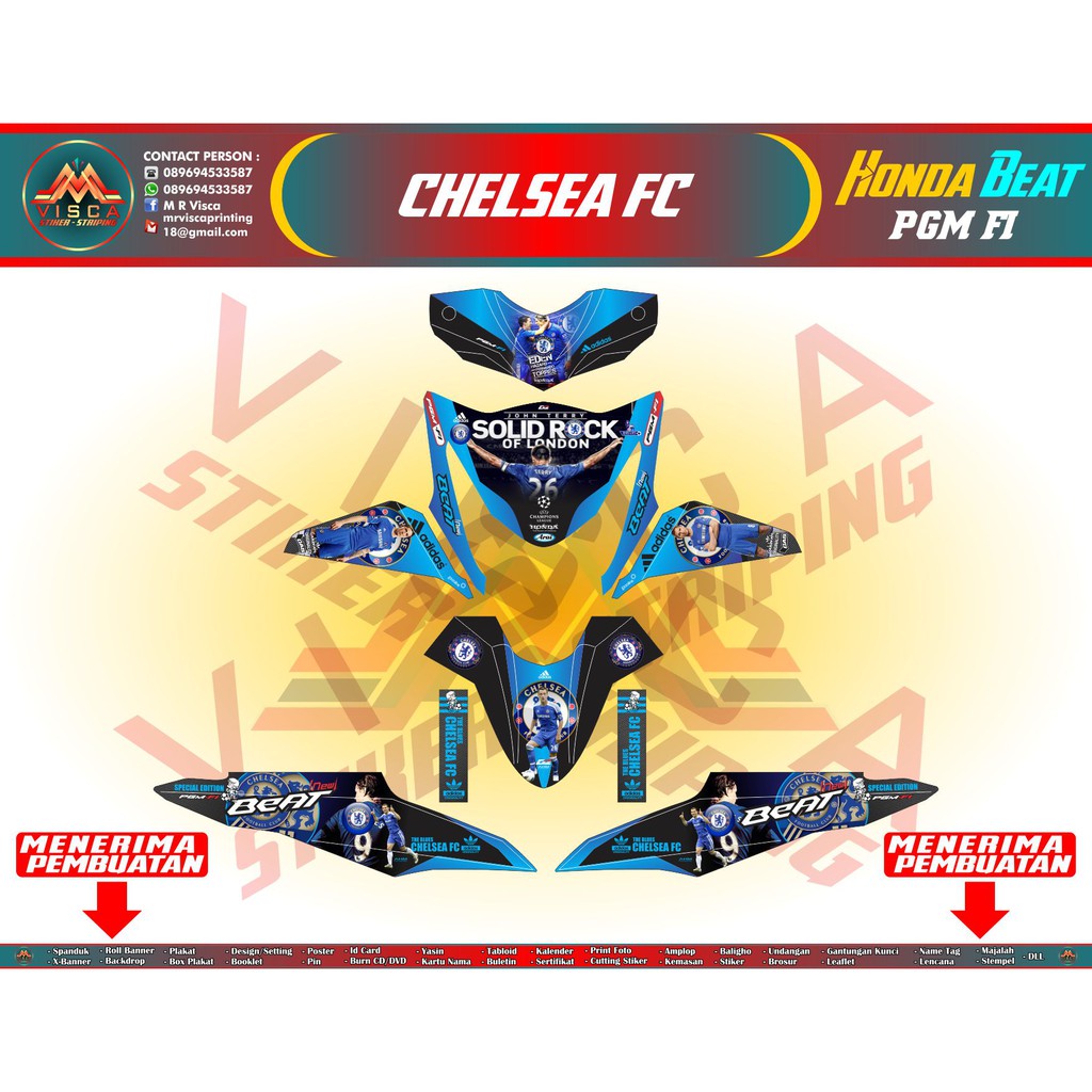 Striping Stiker Decal Sticker Grade B Honda Beat Pgm Fi Chelsea Fc