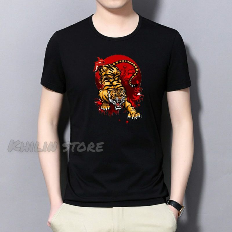 Baju kaos pria Tiger distro Tshirt lelaki lengan pendek kaos oblong cowok atasan pria Cod