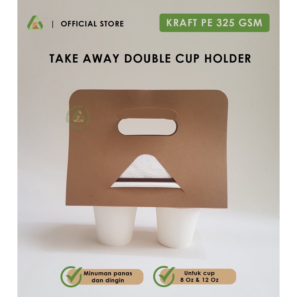 Take away double cup holder 8 &amp;12 OZ / Drink carrier Kraft