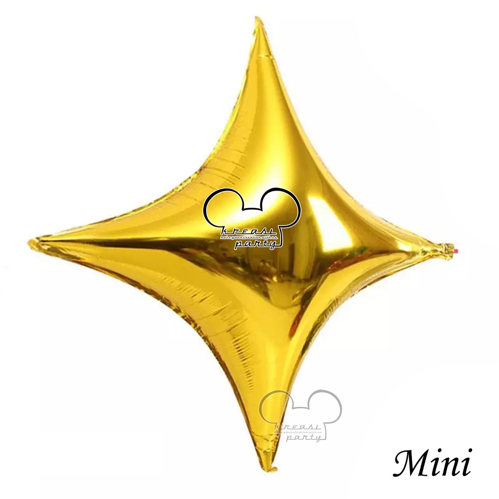 Balon Foil Star Mini 4 Sisi Gold / Balon Foil Star / Balon Bintang