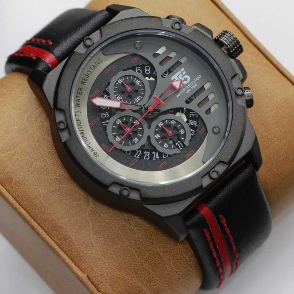 T5 H3585G original chronograph bergaransi free tin box dan tas