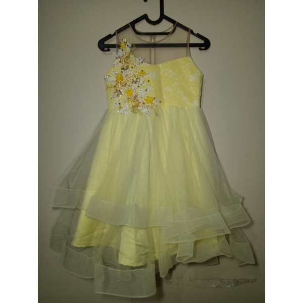 Preloved Gaun Pesta/Party Dress Warna Kuning Gold Untuk Wanita/Anak Perempuan