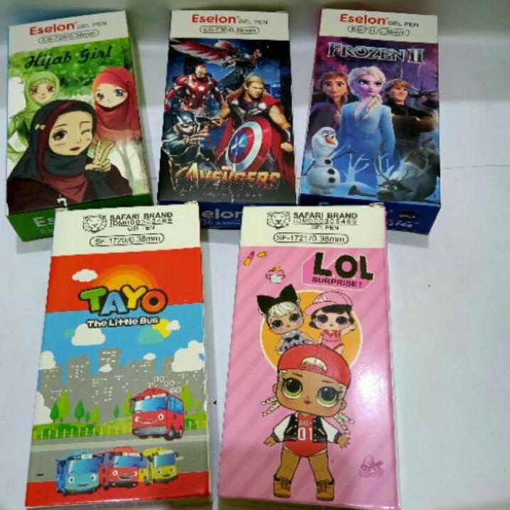 

⚡COD⚡ [1 PAK] PULPEN BULPEN CAIR GEL INK PEN MOTIF KARAKTER KARTUN