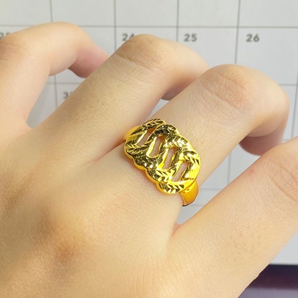 Cincin anak dan dewasa emas asli kadar 700 70 16k doff rante rantai S double holo lebar ukir tanpa permata mas kuning 1 2 gram