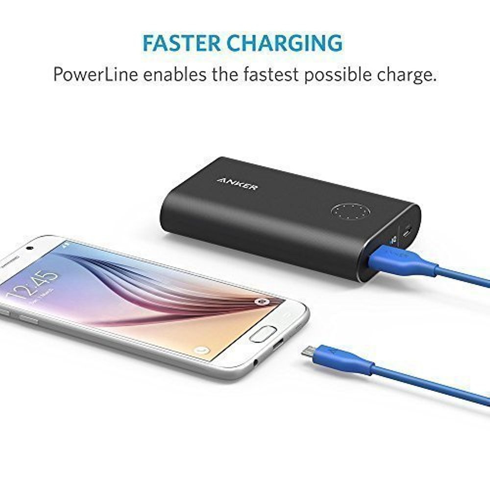 NEW  Anker PowerLine Micro USB 6ft/1.8ft - Blue [A8133H31]  TERBARU