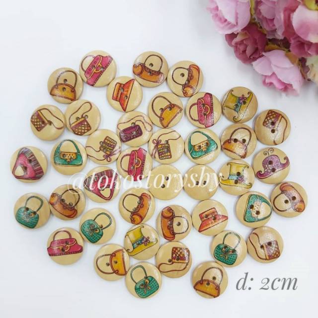 Kancing Kayu Motif Bag
diameter 2
Kancing lubang 2