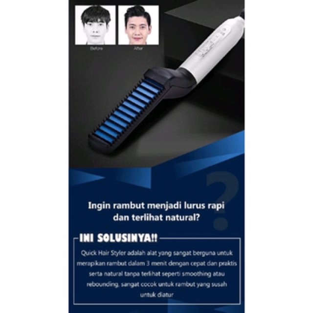 Sisir Pelurus Rambut Keriting Pria/Wanita Portable