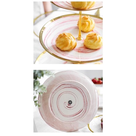 2 tingkat dan 3 tingkat Tier Ceramic Cake Stand • Nampan Kue Susun Tingkat • Wadah Saji Kue Tingkat motif marble