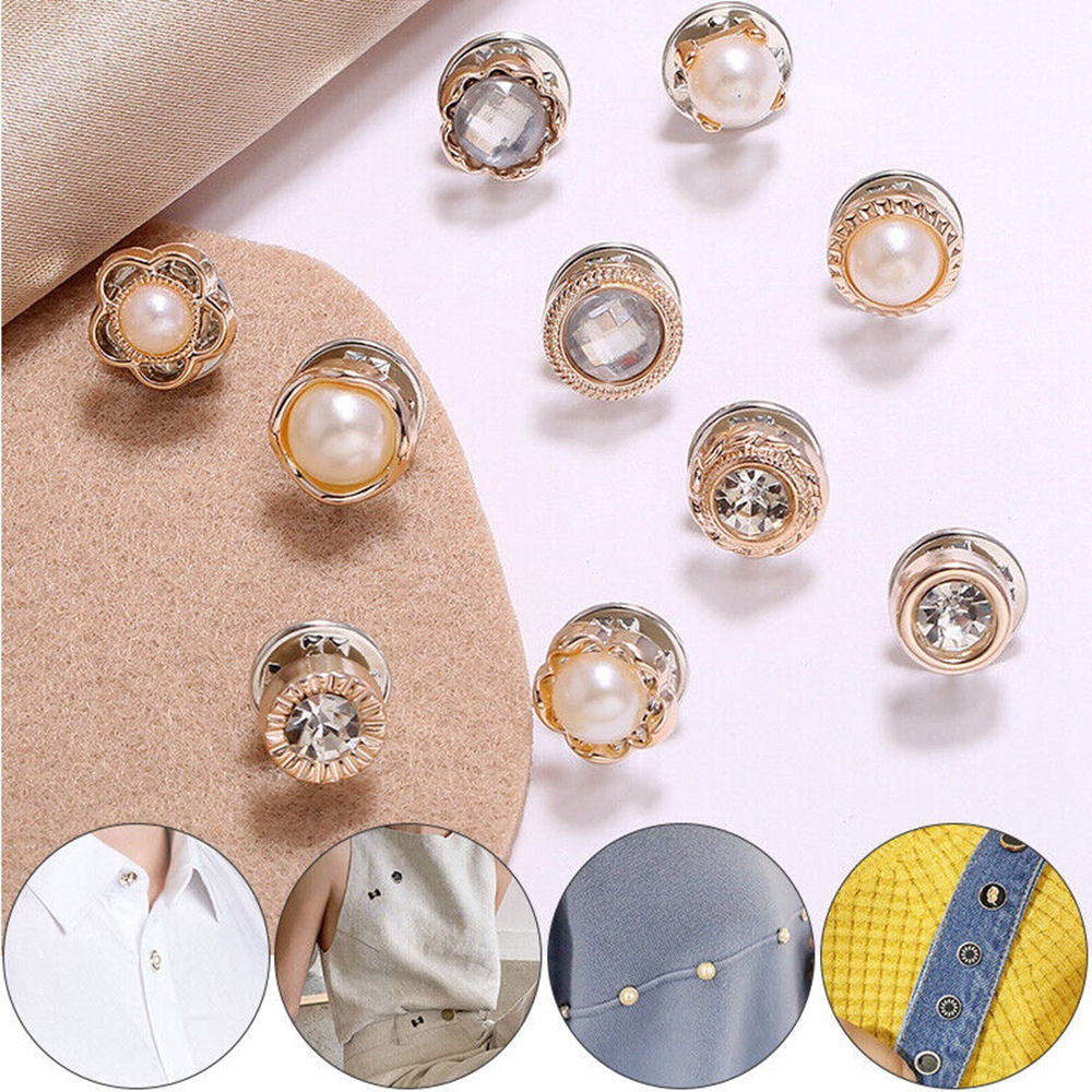 10pcs Bros Pin Bentuk Bunga Aksen Mutiara Berlian Imitasi Anti Silau Gaya retro Untuk Wanita