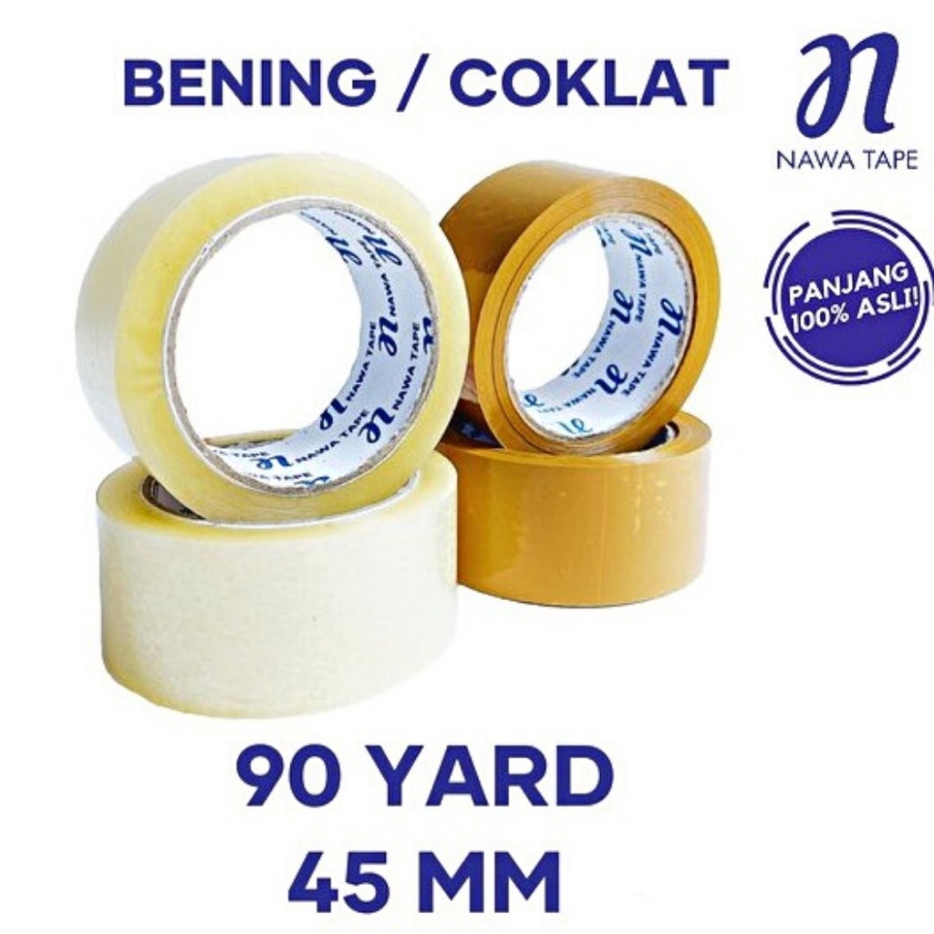 Lakban bening Nawa tape 90 Yard 1 Roll/ lakban coklat/ nawa tape/ lakban anti bocor