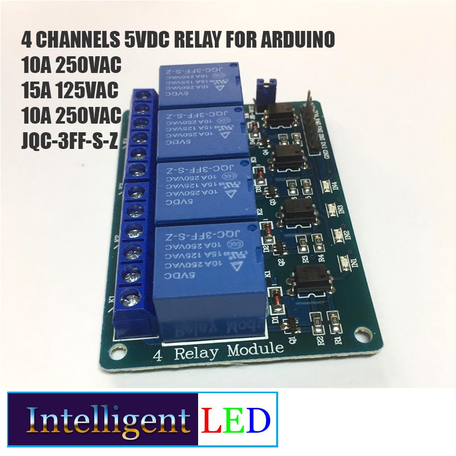 4 Channels Relay 5VDC for Arduino - JQC-3FF-S-Z Relay