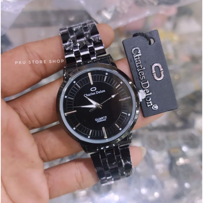 [COD] JAM TANGAN PRIA CHARLES DELON BLACK ORIGINAL WATER RESISITANT_JAM TANGAN PRIA RANTAI STAINLISS TAHAN AIR_JAM TANGAN PRIA MURAH BAYAR DI TEMPAT_JAM TANGAN PRIA ANALOG COD