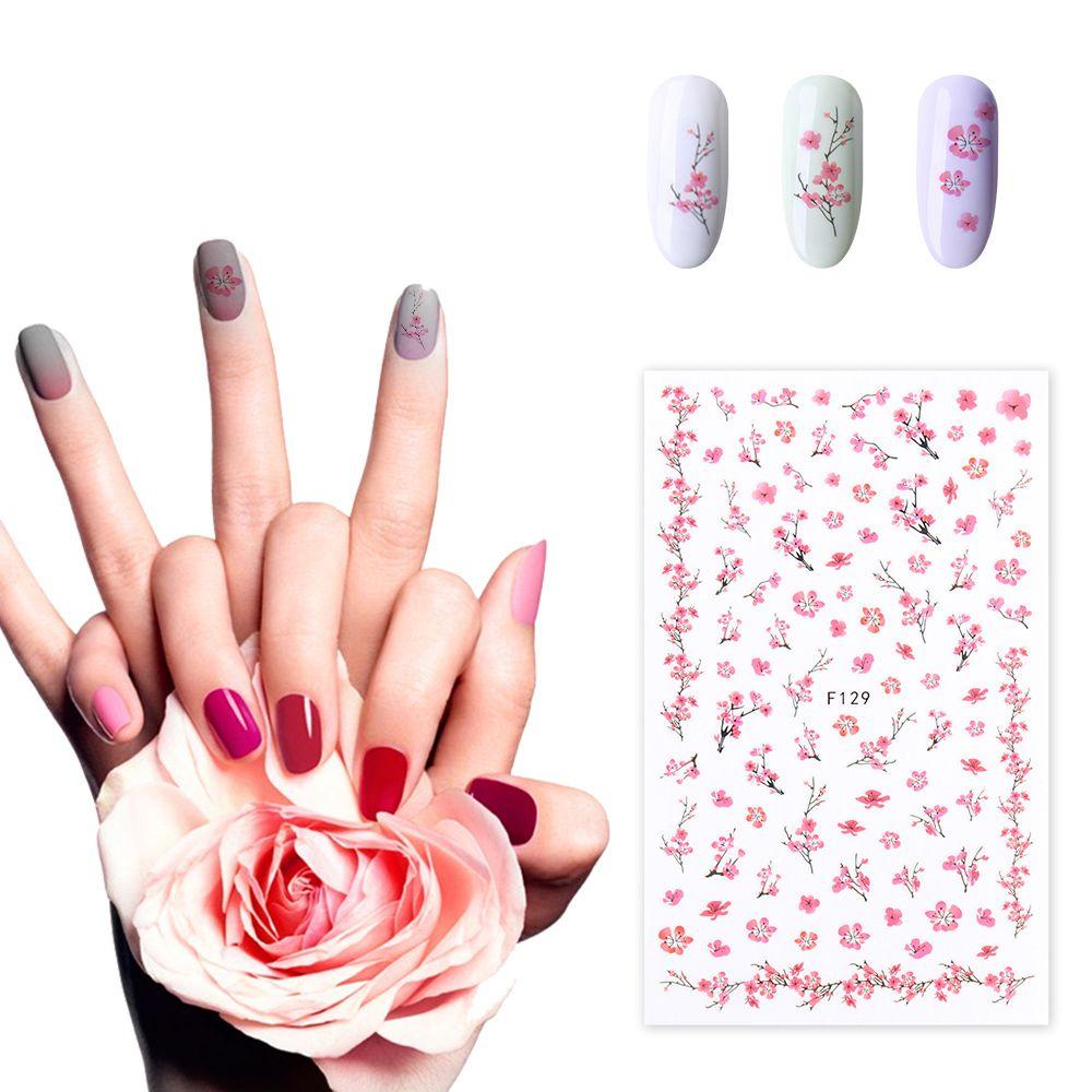 Top Nail Art Stiker Wanita Fashion Manicure Desain Pola Bunga Dekorasi Kuku