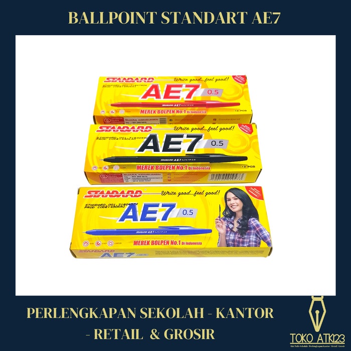

Ballpoint / Bolpen / Pulpen Merk Standart Ae7 Original Alfatip 0.5
