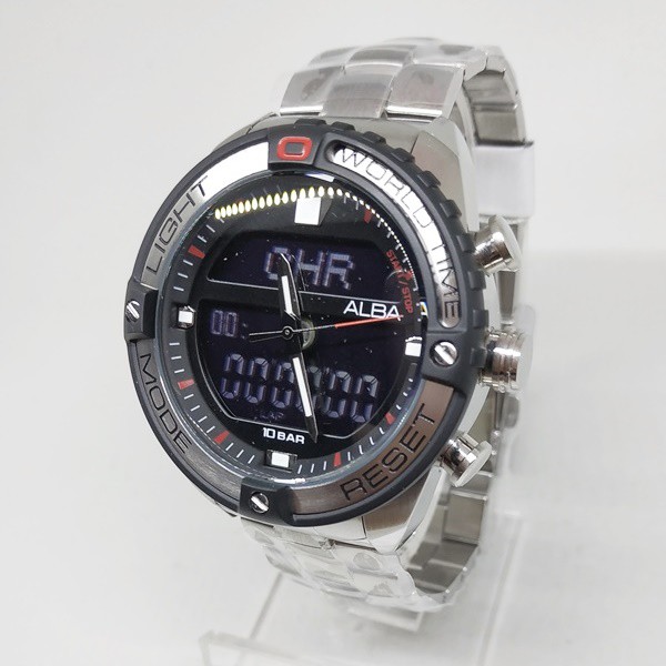 Jam Tangan Alba Pria AZ4039 Silver Hitam Original Garansi Resmi