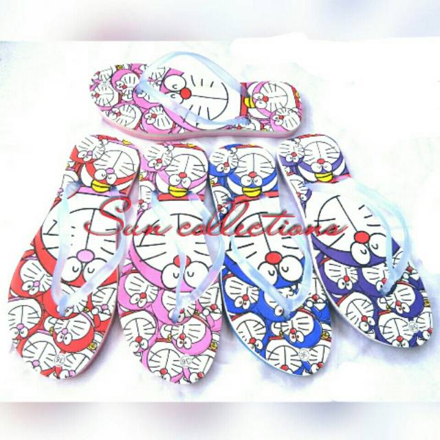 Sandal Jepit jelly Doraemon Embos 12 psg