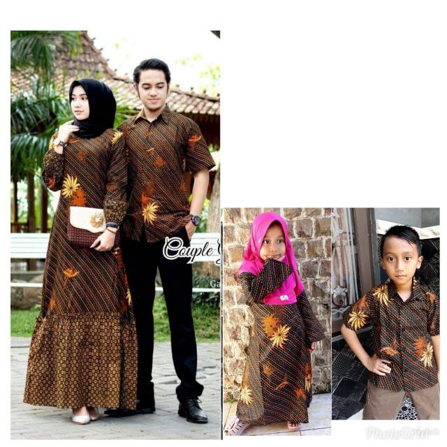 Couple gamis sogan ready couple dengan hem anak