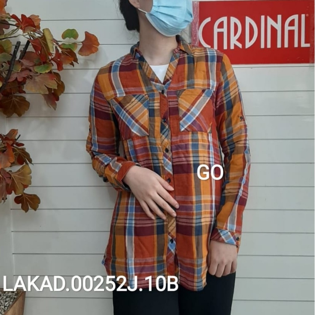 gof KYT CARDINAL GIRL KEMEJA Pakaian Wanita Atasan Kemeja Hem Casual Santai Original Lengan Panjang