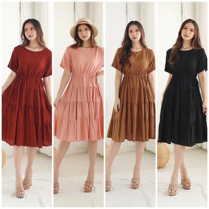 Midi Dress Busui Friendly Terbaru 2022 midi dress rayon gamis Wanita Terbaru Kekinian Premium Qualit