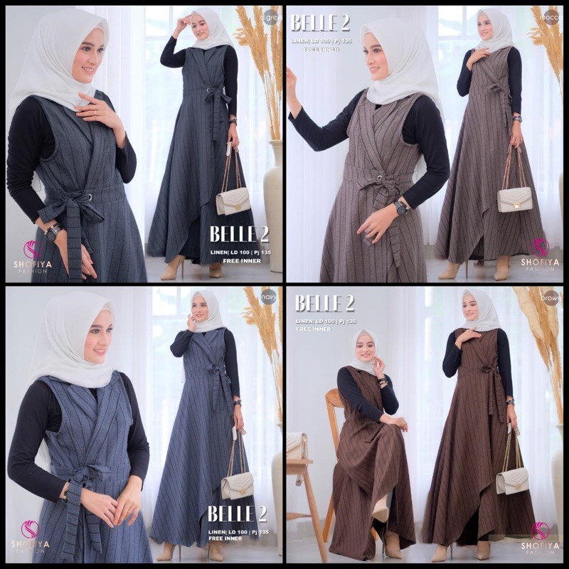 GAMIS LINEN PREMIUM BELLE SET OVERALL + INNER BY SHOFIYA FASHION