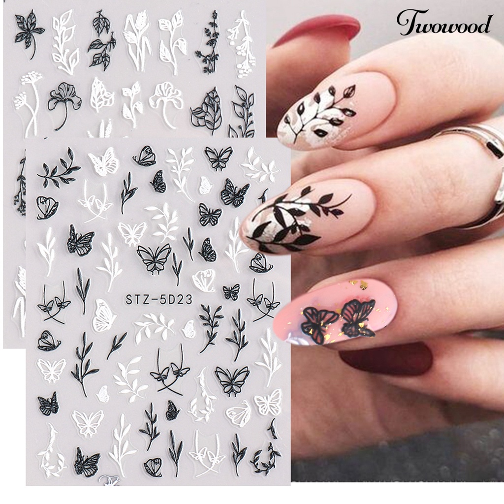 Twowood Stiker Kuku Motif Bunga Kamelia Untuk Dekorasi Nail Art DIY