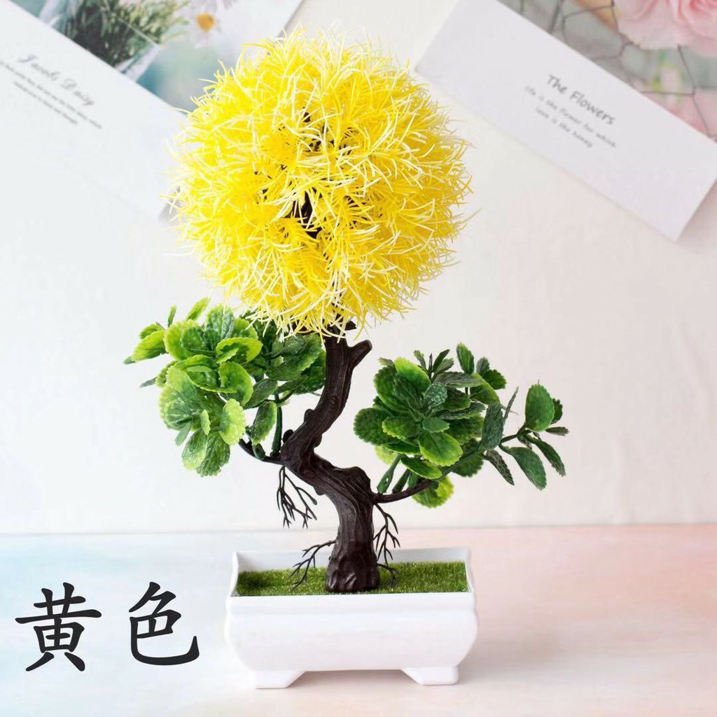 COD BUNGA PLASTIK BUNGA PAJANGAN IMITASI BUNGA ARTIFISIAL BUNGA BONSAI TANAMAN HIAS PLASTIK  BP8818-KUNING