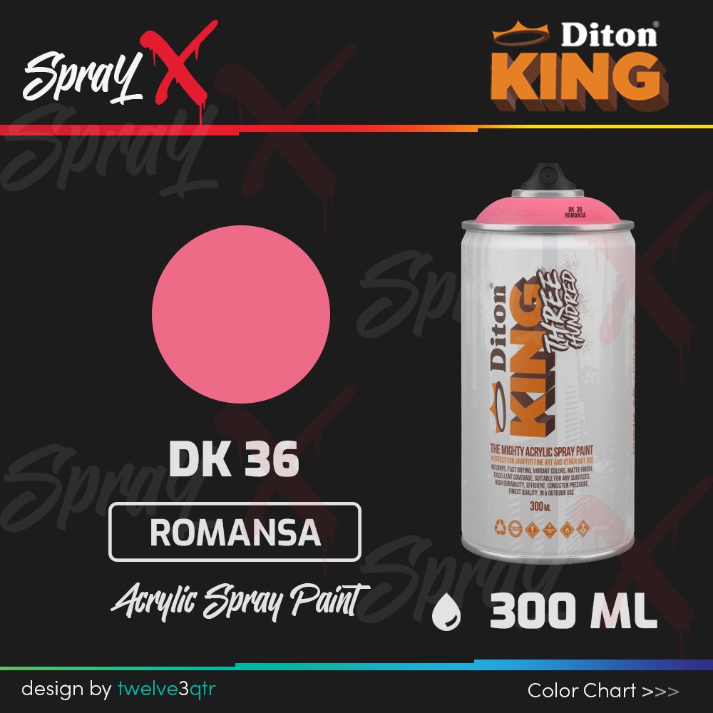 DITON KING ACRYLIC ROMANSA DK 36 / PINK DK36 300ML - GRAFFITI PAINT DOFF
