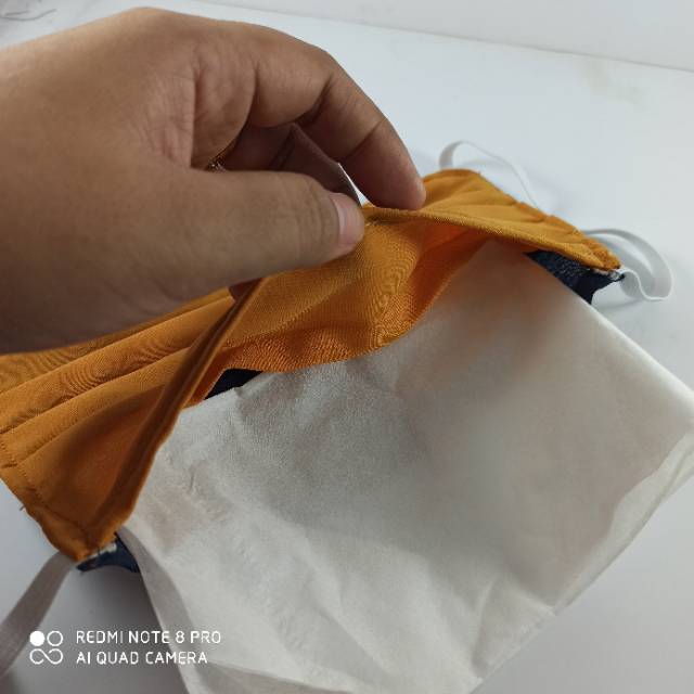 Masker Kain 2 Lapis Katun Warna Polos 3 ply jika Tambah Filter Tisu/ Masker Kain Anti Debu Kesehatan