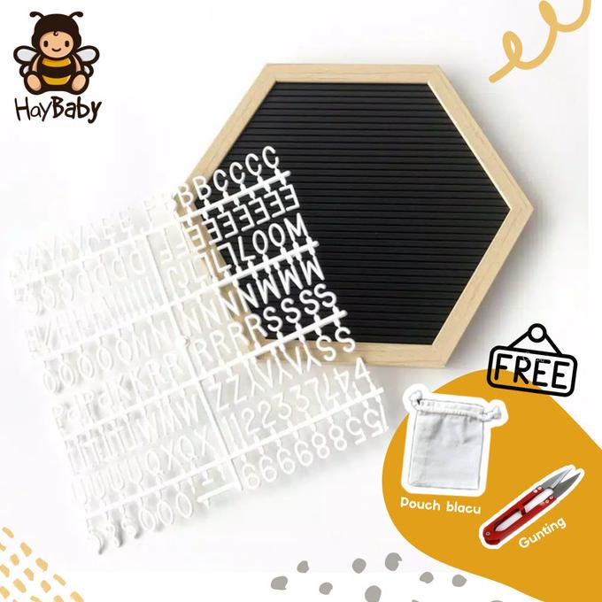 

Office & Stationery | Alat Tulis | Felt Letter Board Hexagon / Papan Nama Bayi | Best Seller